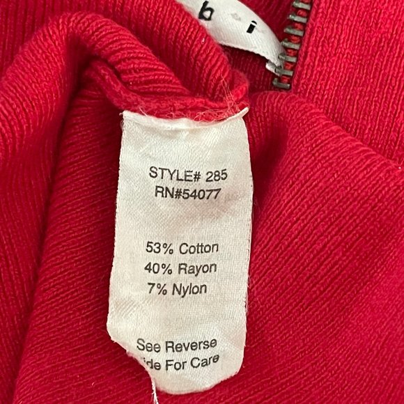 CAbi 285 Zip It Cardigan Sweater M Womens Red Asymmetrical Short 3/4 Sleeve Top - Picture 6 of 8
